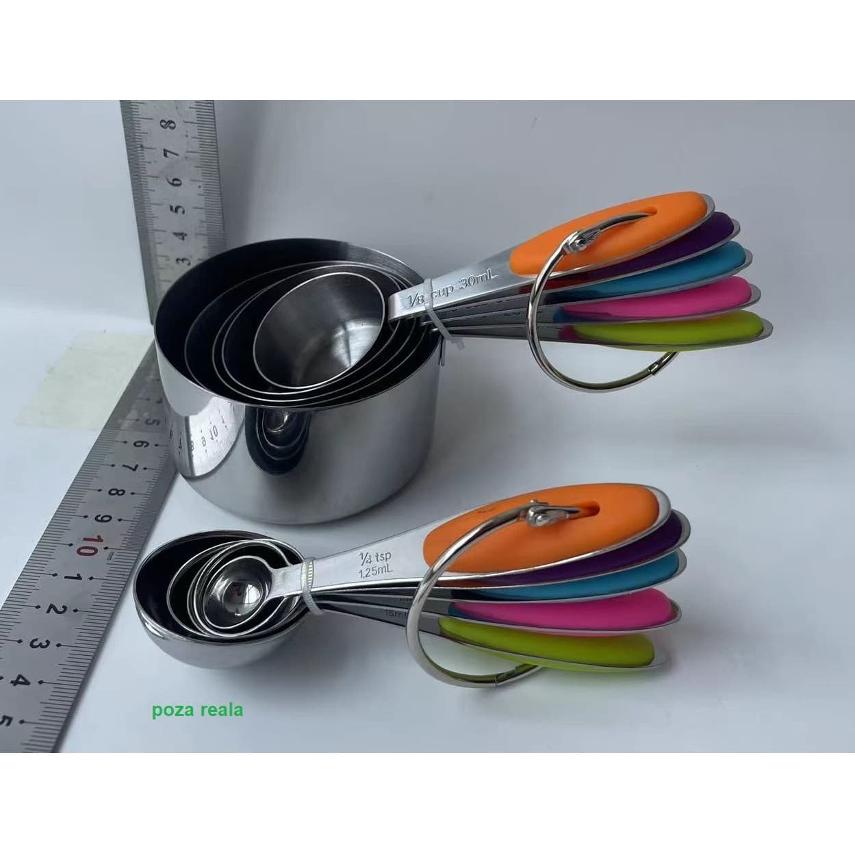 Set de piese de masurare Flippy 5 linguri gradate + 5 ceasti gradate Inox + Silicon — imagine 2