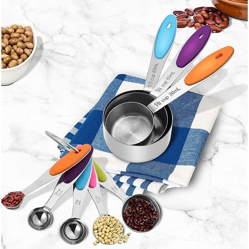 Set de piese de masurare Flippy 5 linguri gradate + 5 ceasti gradate Inox + Silicon — imagine 4