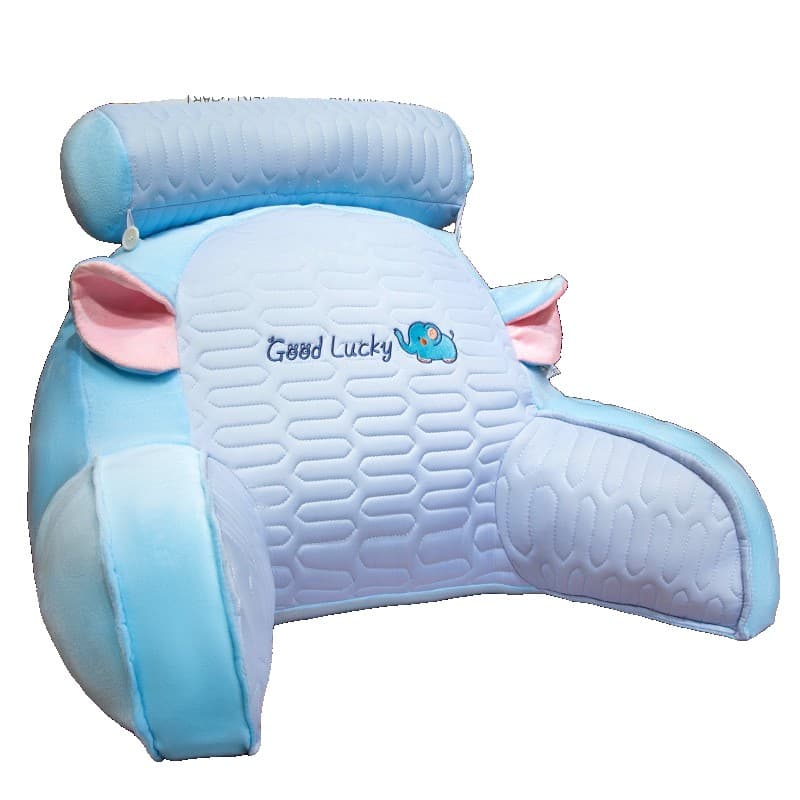 Perna Multifunctionala Flippy Spatar pentru Pat Protectie Lombara 60 x 40 cm Latex Model Elefant Albastru — imagine 1