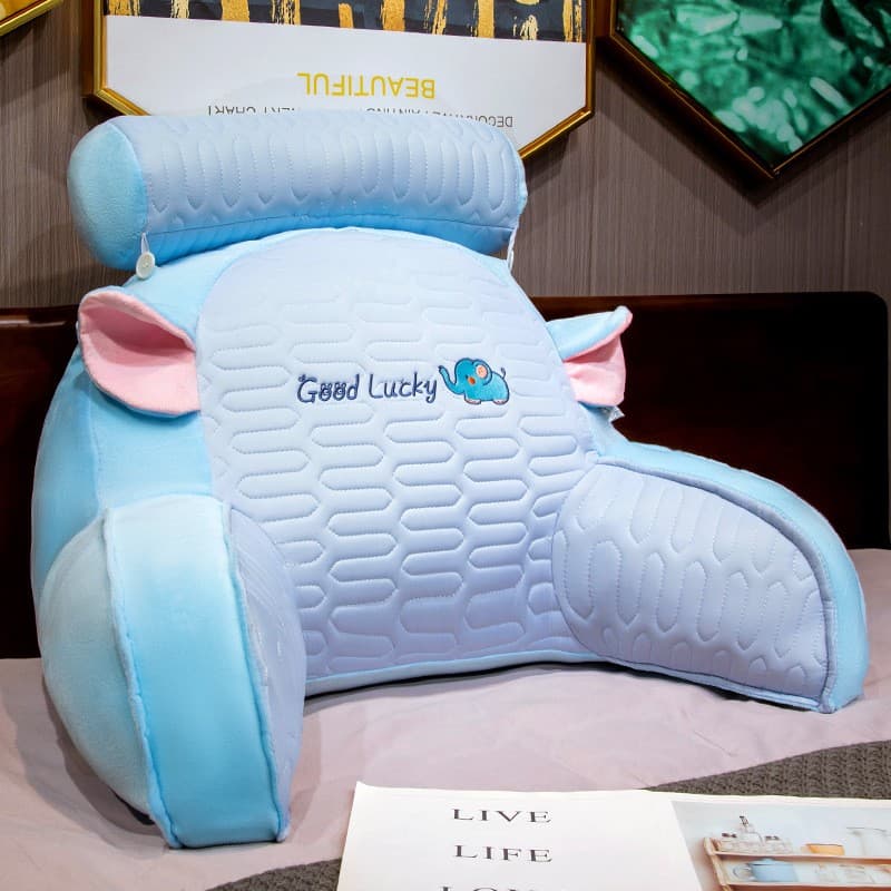 Perna Multifunctionala Flippy Spatar pentru Pat Protectie Lombara 60 x 40 cm Latex Model Elefant Albastru — imagine 2