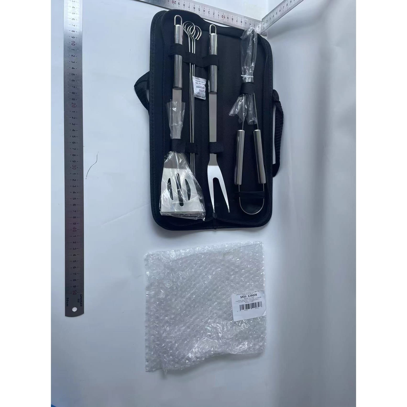 Set Ustensile Gratar Flippy Otel Inoxidabil Geanta Oxford Argintiu — imagine 2