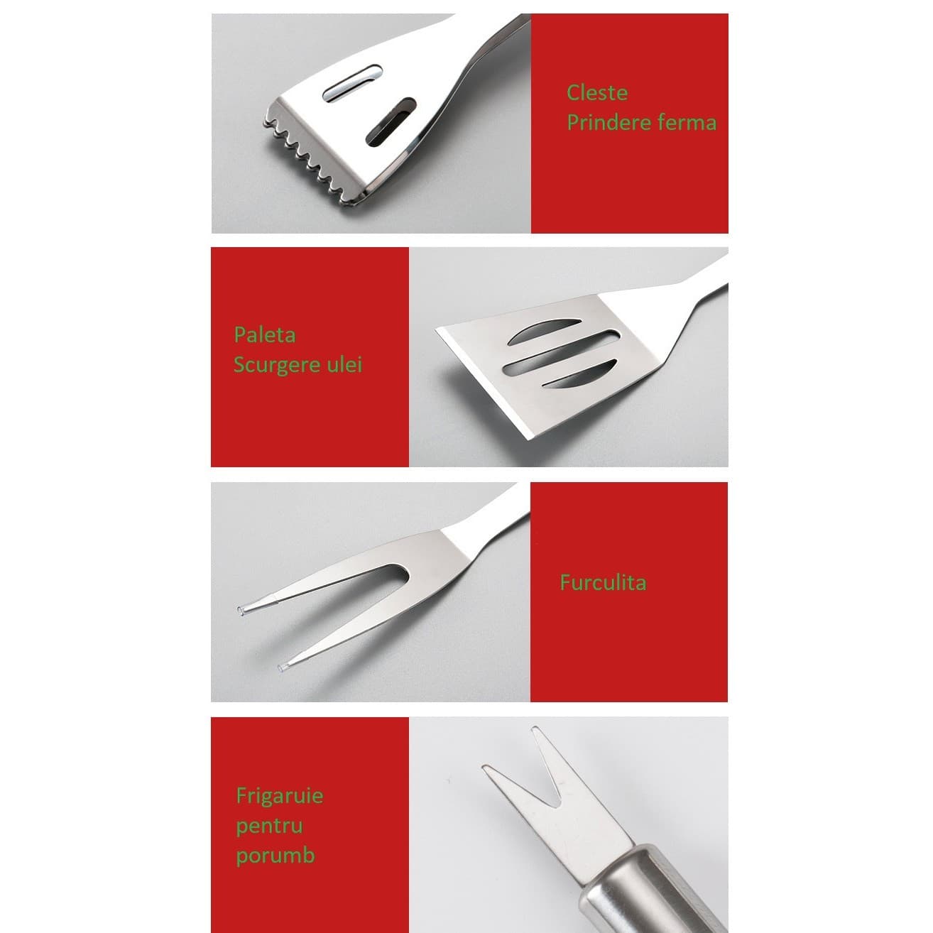 Set Ustensile Gratar Flippy 16 piese din Otel Inoxidabil cu Geanta Oxford — imagine 3