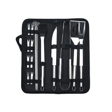 Set Ustensile Gratar Flippy 18 piese din Otel Inoxidabil cu Geanta Oxford