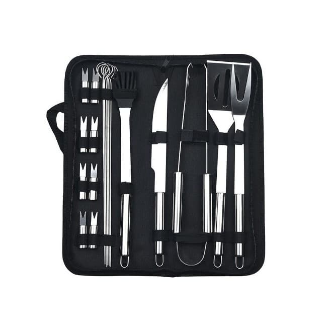 Set Ustensile Gratar Flippy 18 piese din Otel Inoxidabil cu Geanta Oxford — imagine 1