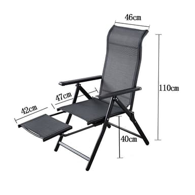 Scaun de gradina 2in1 Flippy, sezlong pliabil cu suport picioare, negru