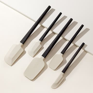 Set Ustensile Bucatarie Flippy Silicon si Lemn Spatule Termorezistente Antiaderente