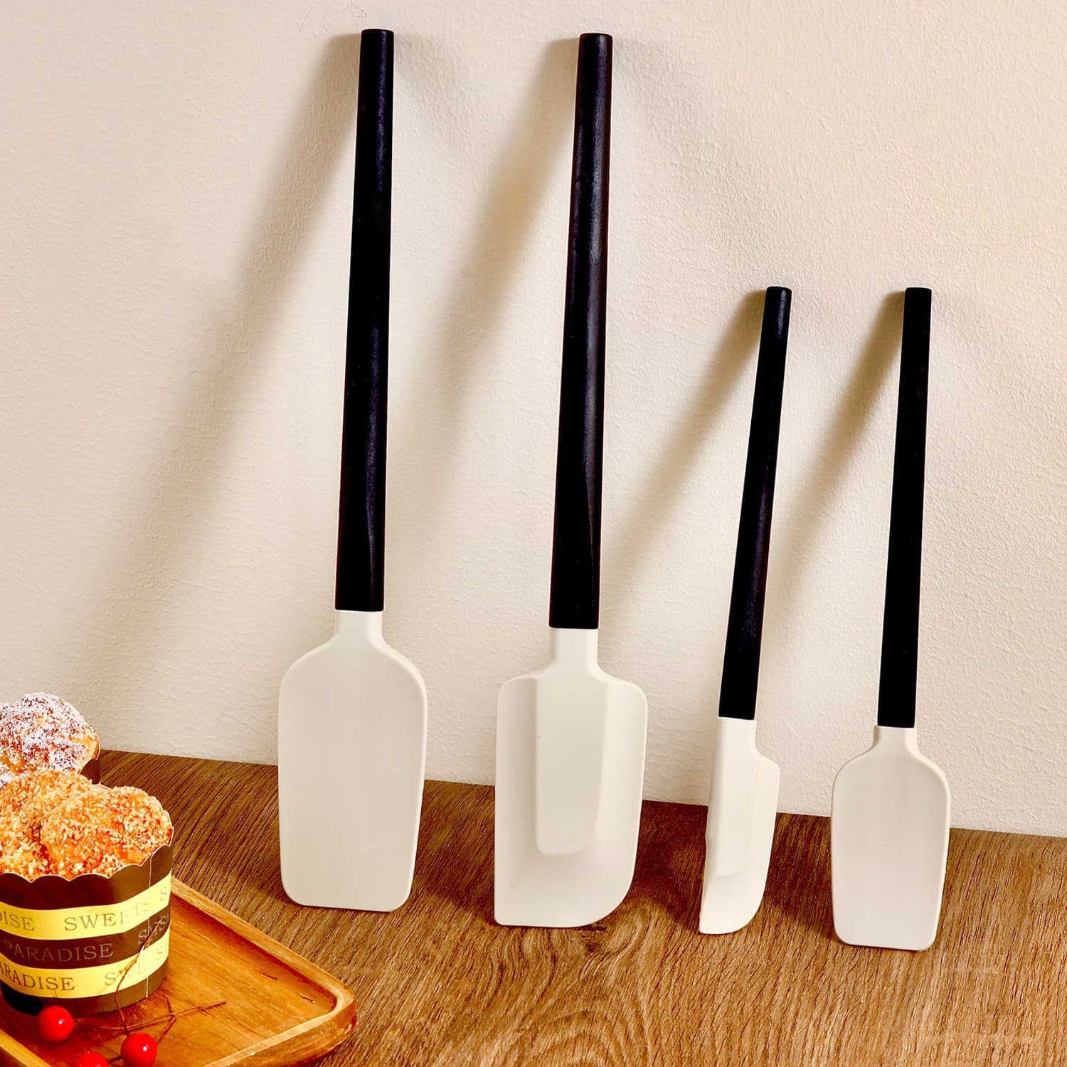 Set de spatule de bucatarie Flippy, Set din 4 bucati, Silicon si Lemn, Antiaderente — imagine 2