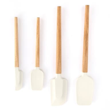 Set Spatule Bucatarie Flippy Set din 4 bucati Silicon si Lemn