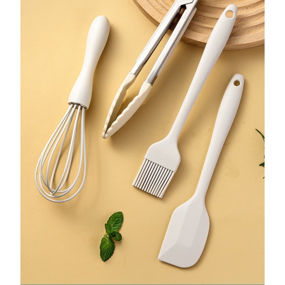 Set Ustensile Bucatarie Flippy Silicon Inox Termorezistente Alb Ivory — imagine 5