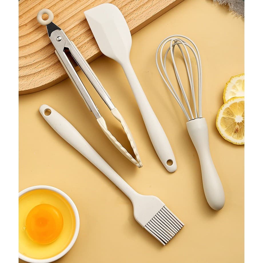 Set Ustensile Bucatarie Flippy Silicon Inox Termorezistente Alb Ivory — imagine 6