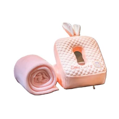 Set 2in1 Patura Microfibra si Perna din Spuma Flippy Model Iepuras Roz