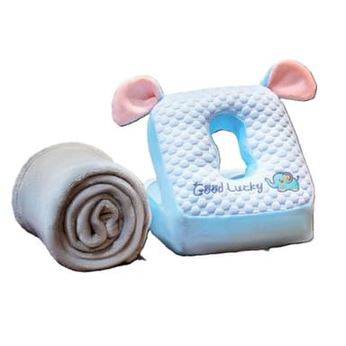 Set 2in1 Patura Microfibra si Perna din Spuma Flippy Model Elefant Albastru