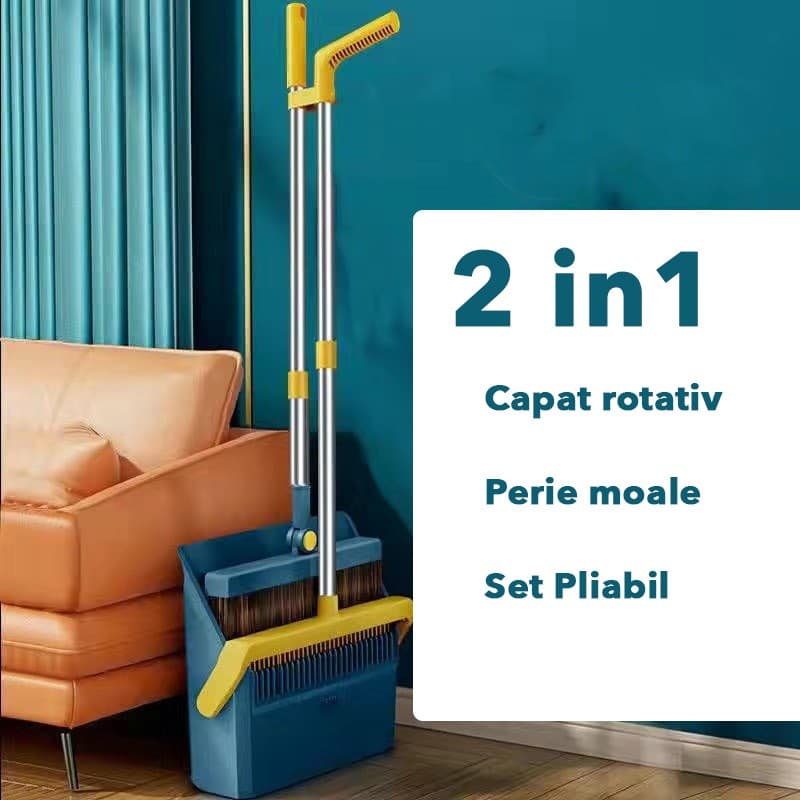 Set Matura si Faras Flippy Rotativ, pliabil, detasabil, Otel inoxidabil si Polipropilena, 99 x 30 cm Albastru — imagine 2