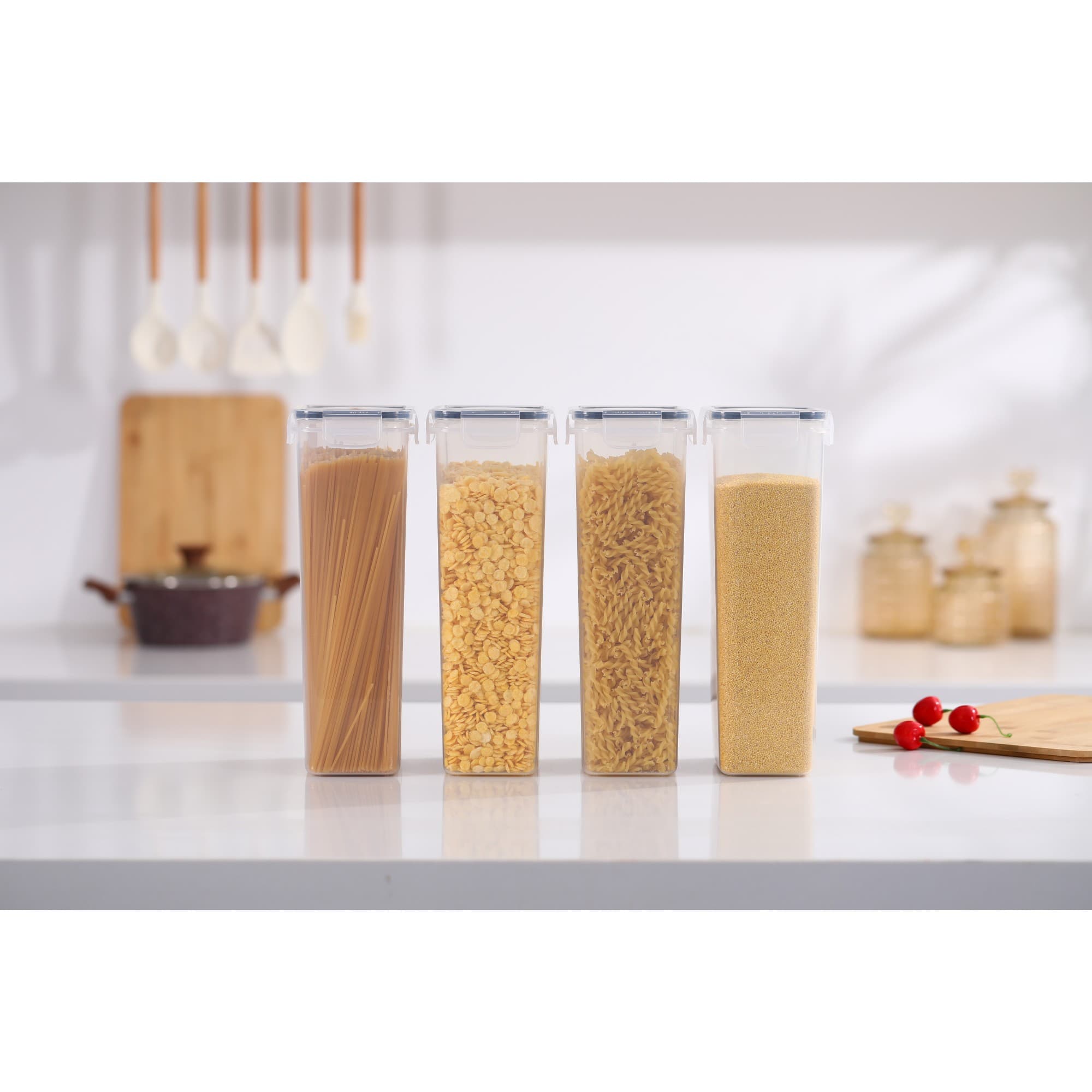 Set Recipiente Plastic Flippy pentru Alimente Obiecte Inchidere Ermetica 4 x 2.8l Transparent — imagine 2