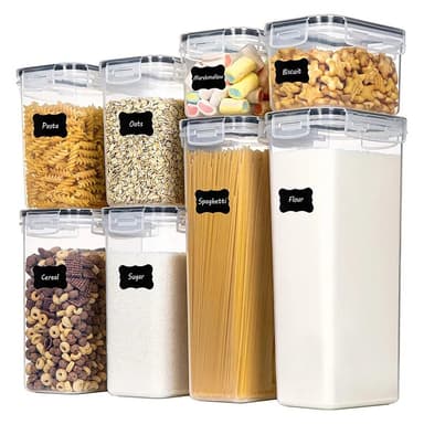 Cutii de depozitare alimente Flippy Set din 8 Cutii pentru Condimente, Cereale, Plastic PP, Transparente