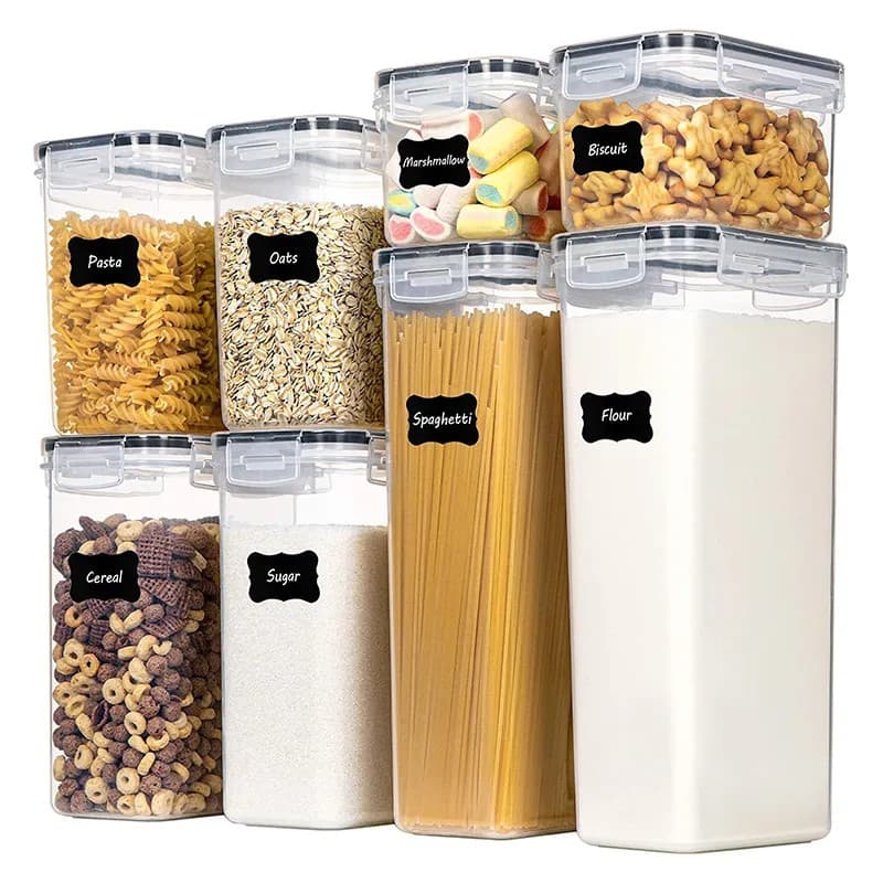 Cutii de depozitare alimente Flippy Set din 8 Cutii pentru Condimente, Cereale, Plastic PP, Transparente — imagine 1
