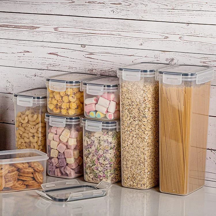 Cutii de depozitare alimente Flippy Set din 8 Cutii pentru Condimente, Cereale, Plastic PP, Transparente — imagine 4
