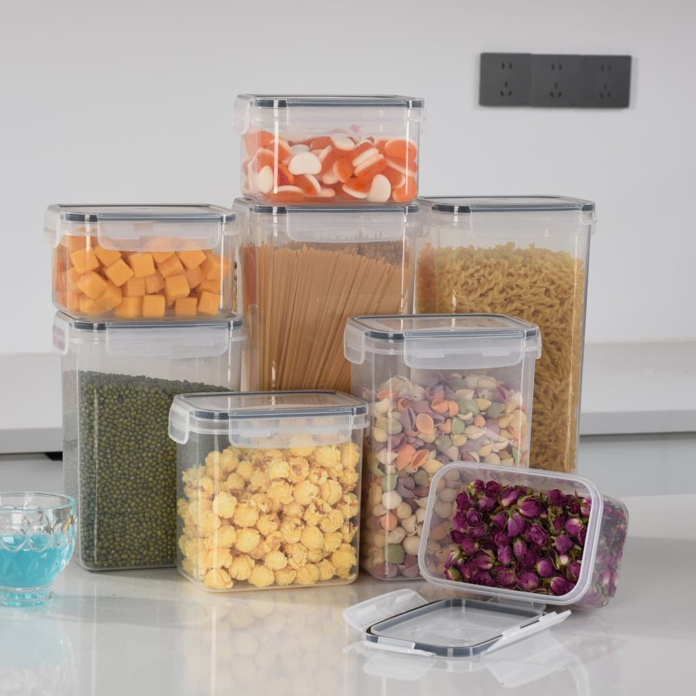 Cutii de depozitare alimente Flippy Set din 8 Cutii pentru Condimente, Cereale, Plastic PP, Transparente — imagine 5