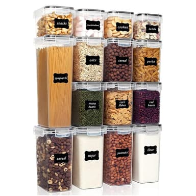 Cutii de depozitare alimente Flippy Set din 15 cutii pentru condimente, cereale, bucatarie