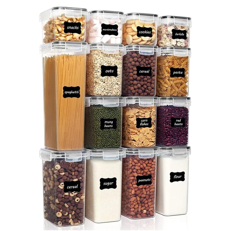Cutii de depozitare alimente Flippy Set din 15 cutii pentru condimente, cereale, bucatarie — imagine 1