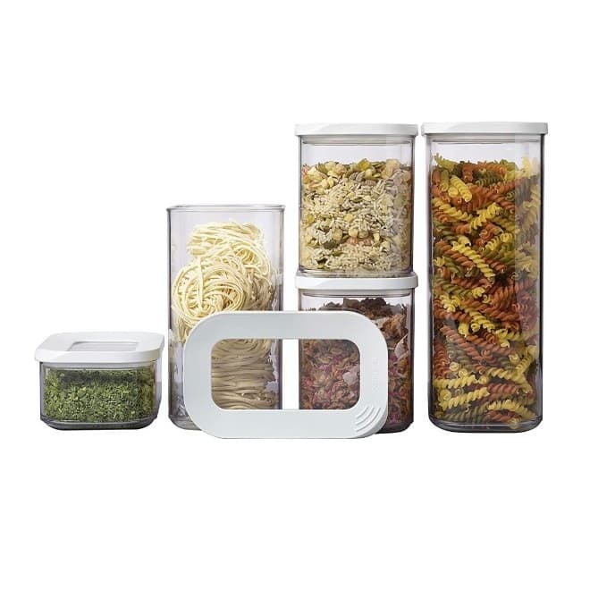 Cutii de depozitare alimente Flippy Set 5 Capac Alb ABS+Silicon Transparent — imagine 1