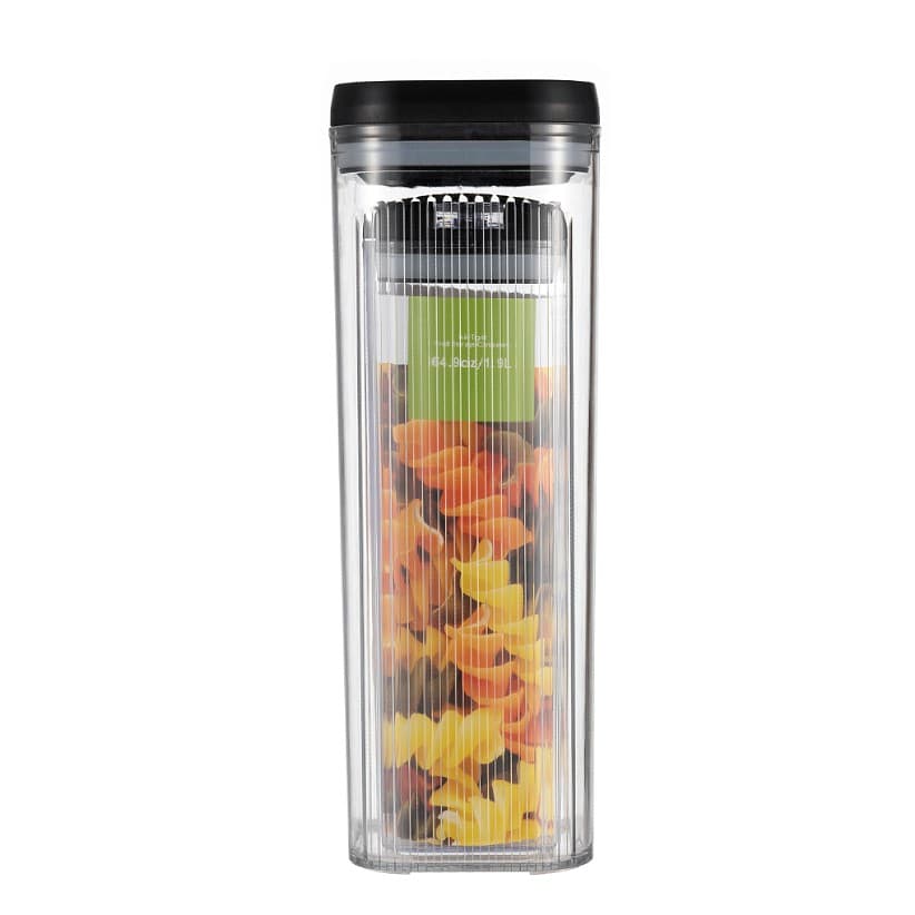 Cutii de depozitare Flippy Set din 2 Recipiente pentru cereale, 1.9l si 3.7l, transparente cu capac negru — imagine 1