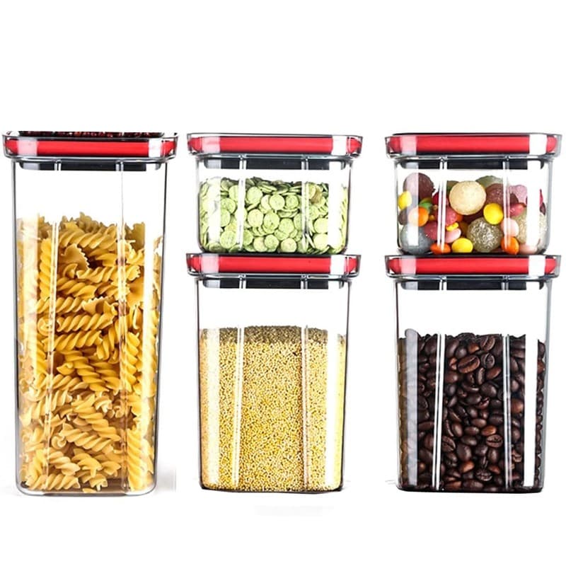 Cutii de depozitare alimente Flippy Set din 5 Recipiente transparente cu capac negru — imagine 1