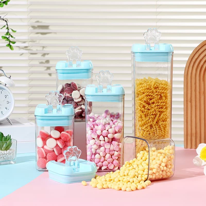 Set de cutii de depozitare alimentare, Flippy, 7 bucati, capac albastru, inchidere ermetica — imagine 4