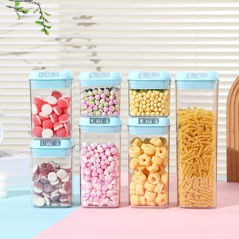 Set de cutii de depozitare alimentare, Flippy, 7 bucati, capac albastru, inchidere ermetica — imagine 6