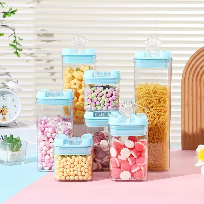 Set de cutii de depozitare alimentare, Flippy, 7 bucati, capac albastru, inchidere ermetica — imagine 7