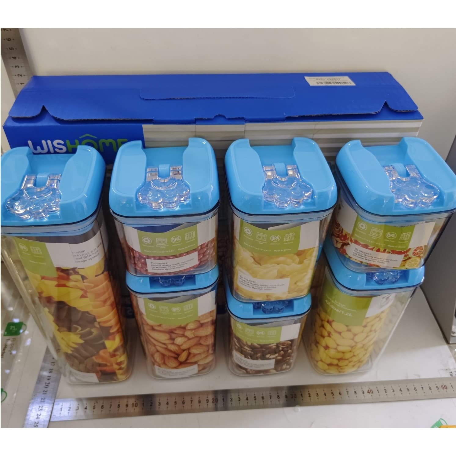 Set de cutii de depozitare alimentare, Flippy, 7 bucati, capac albastru, inchidere ermetica — imagine 8