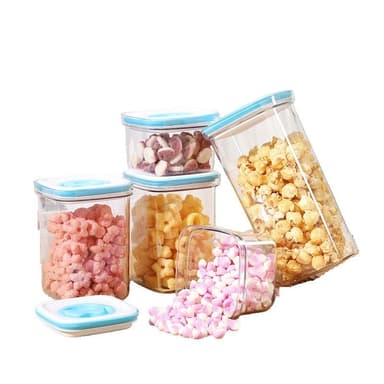 Set 5 Cutii de Depozitare Bucatarie Flippy Transparent