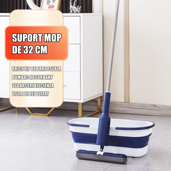 Set Mop Telescopic Flippy Albastru cu Galeata Pliabila — imagine 2