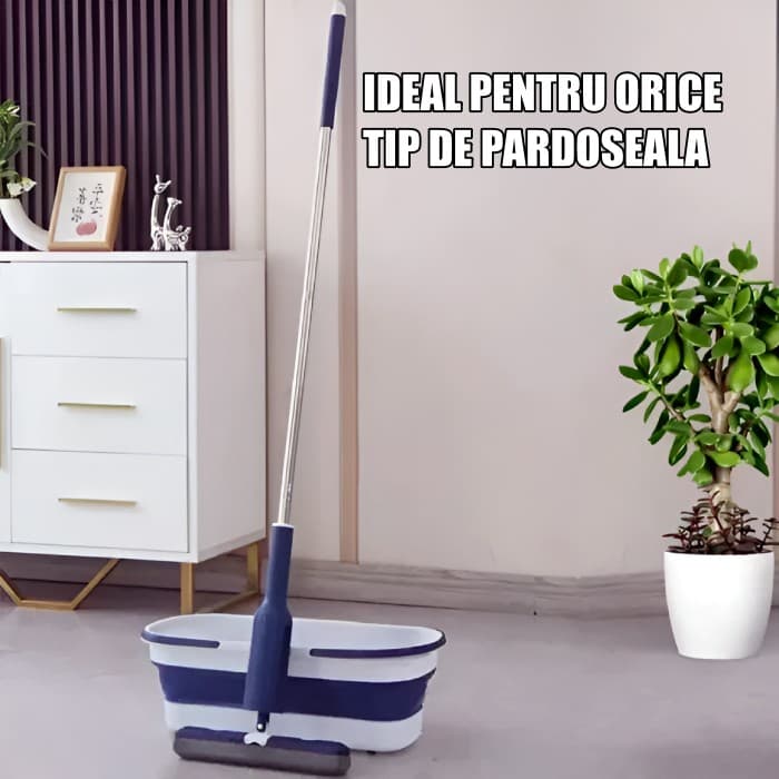 Set Mop Telescopic Flippy Albastru cu Galeata Pliabila — imagine 4