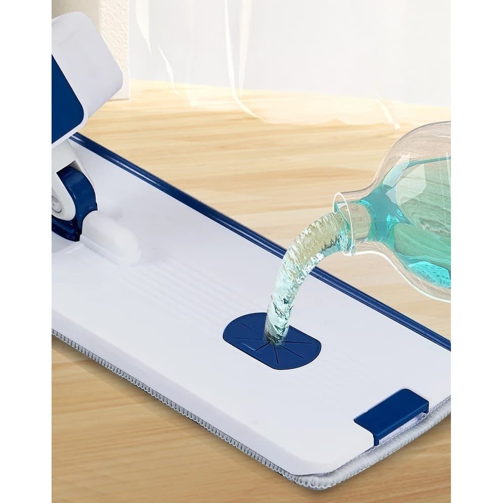 Mop Plat Flippy cu Galeata Pliabila 2 Rezerve Microfibra Tija Telescopica 127 cm Albastru — imagine 5