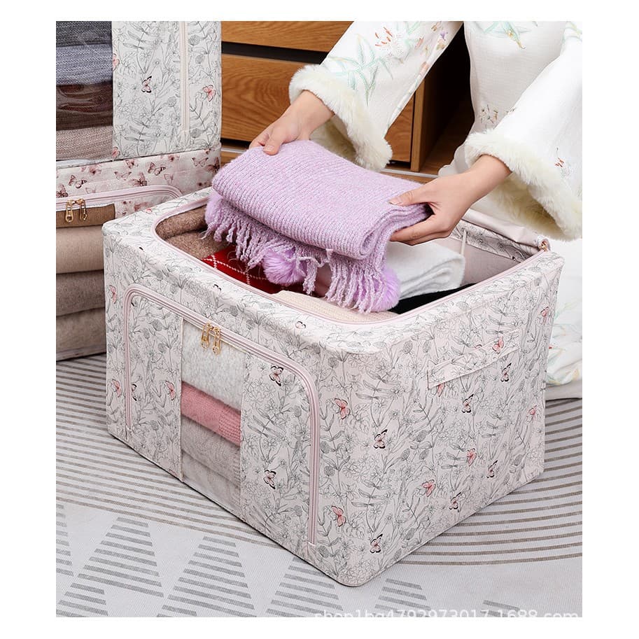 Cutie depozitare textil Flippy 66L Bej Model Fluturasi — imagine 5
