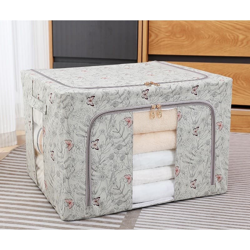 Cutie depozitare Textil 66L Gri Model Fluturasi — imagine 2