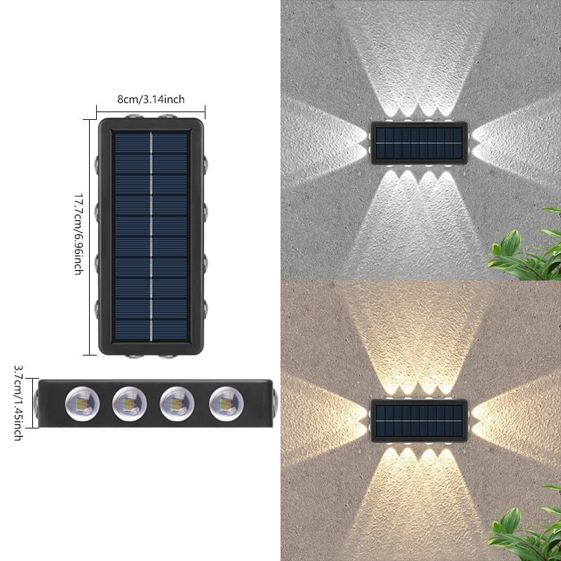 Lampa solara Flippy 8+4 LED Lumina Alba/Calda Negru — imagine 3