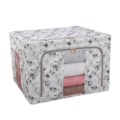 Cutie Depozitare Flippy 66L Textil Gri/Auriu Model Fluturași