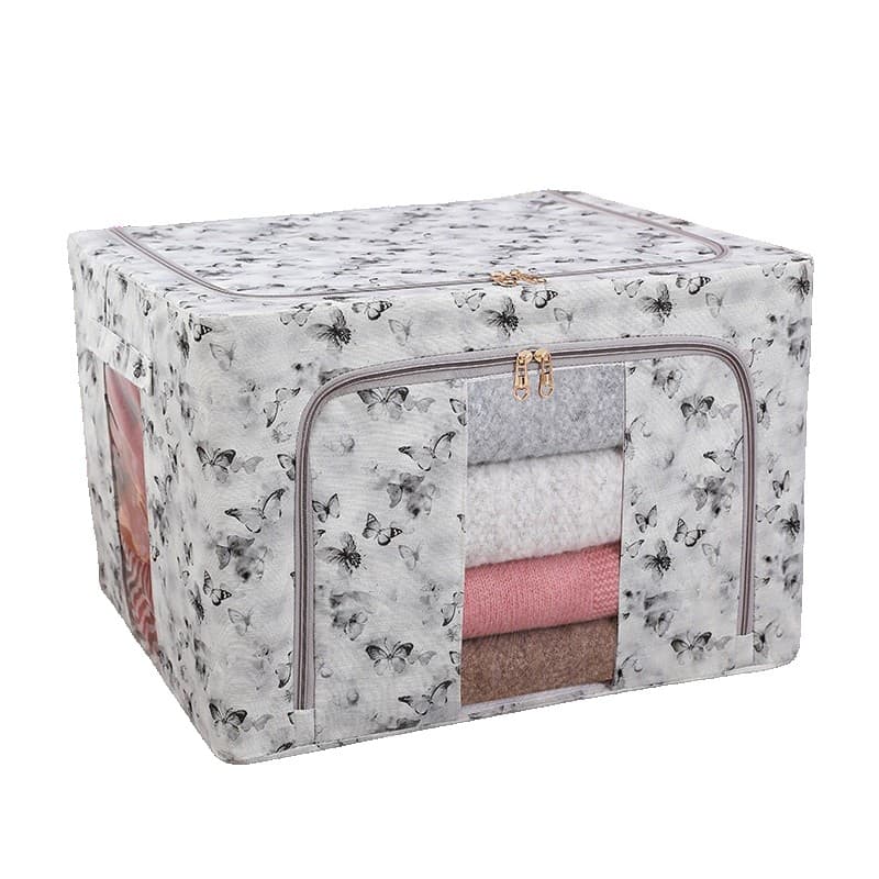 Cutie Depozitare Flippy 66L Textil Gri/Auriu Model Fluturași — imagine 1