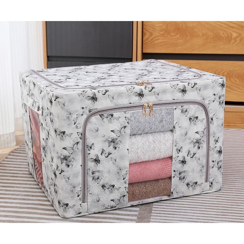 Cutie Depozitare Flippy 66L Textil Gri/Auriu Model Fluturași — imagine 2