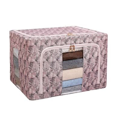 Cutie depozitare Flippy 66L Textil Roz Model Bambus