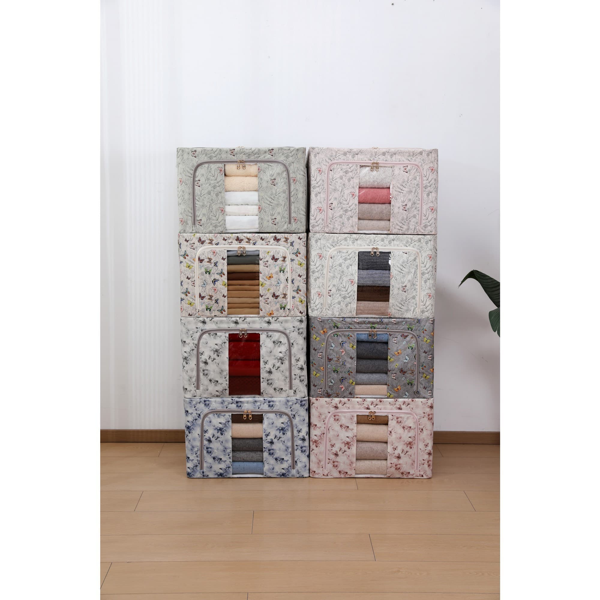 Cutie depozitare Flippy 66L Textil Gri Model Flori de Primavara — imagine 4