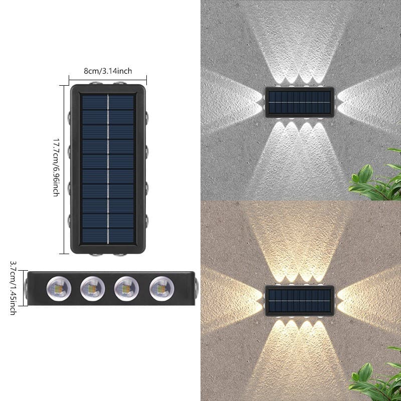 Lampa solara de perete Flippy 8+4 LED Lumina Calda Negru — imagine 2