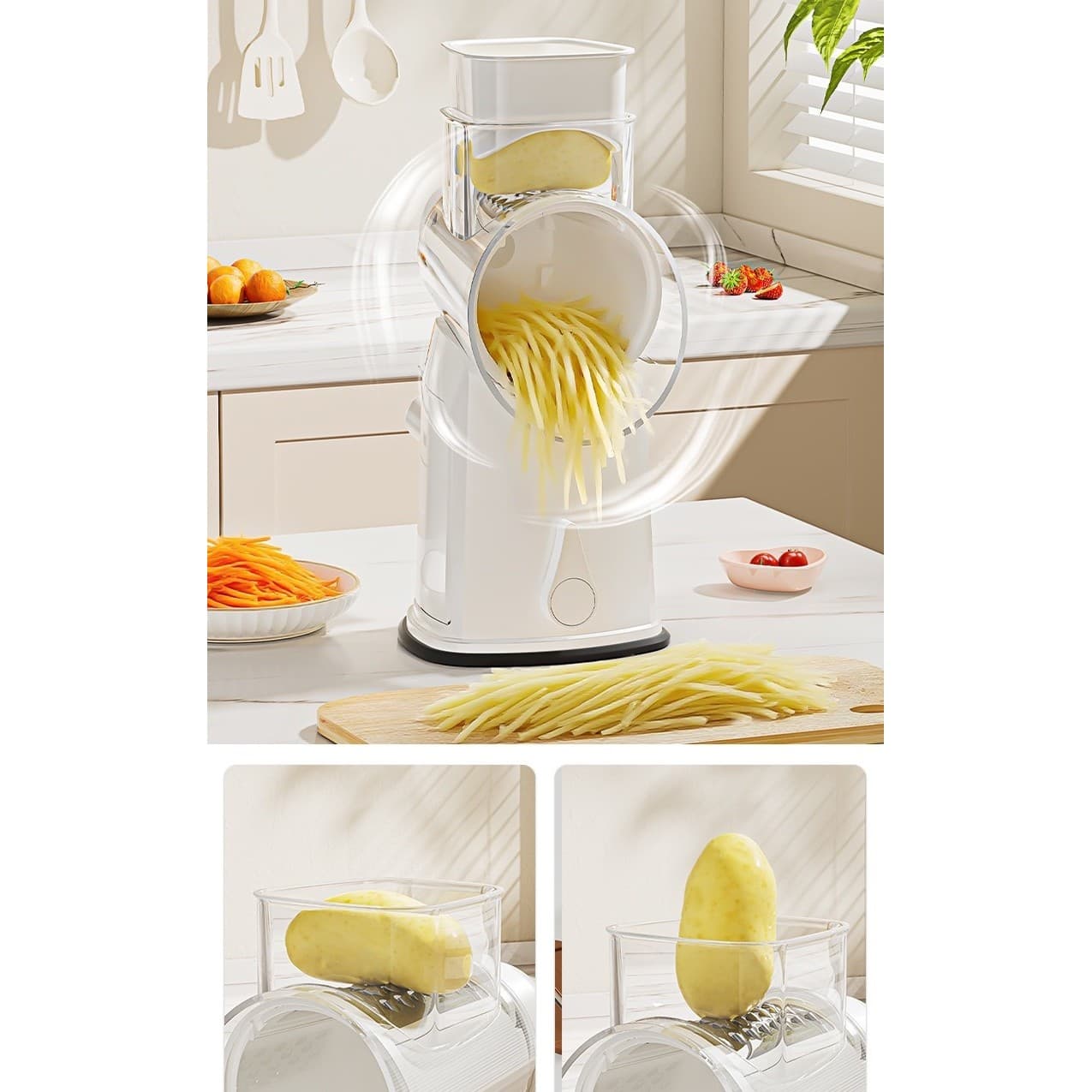 Razatoare Manuală Rotativa Flippy 6 Lame Interschimbabile Anti-Stropire Alb — imagine 3