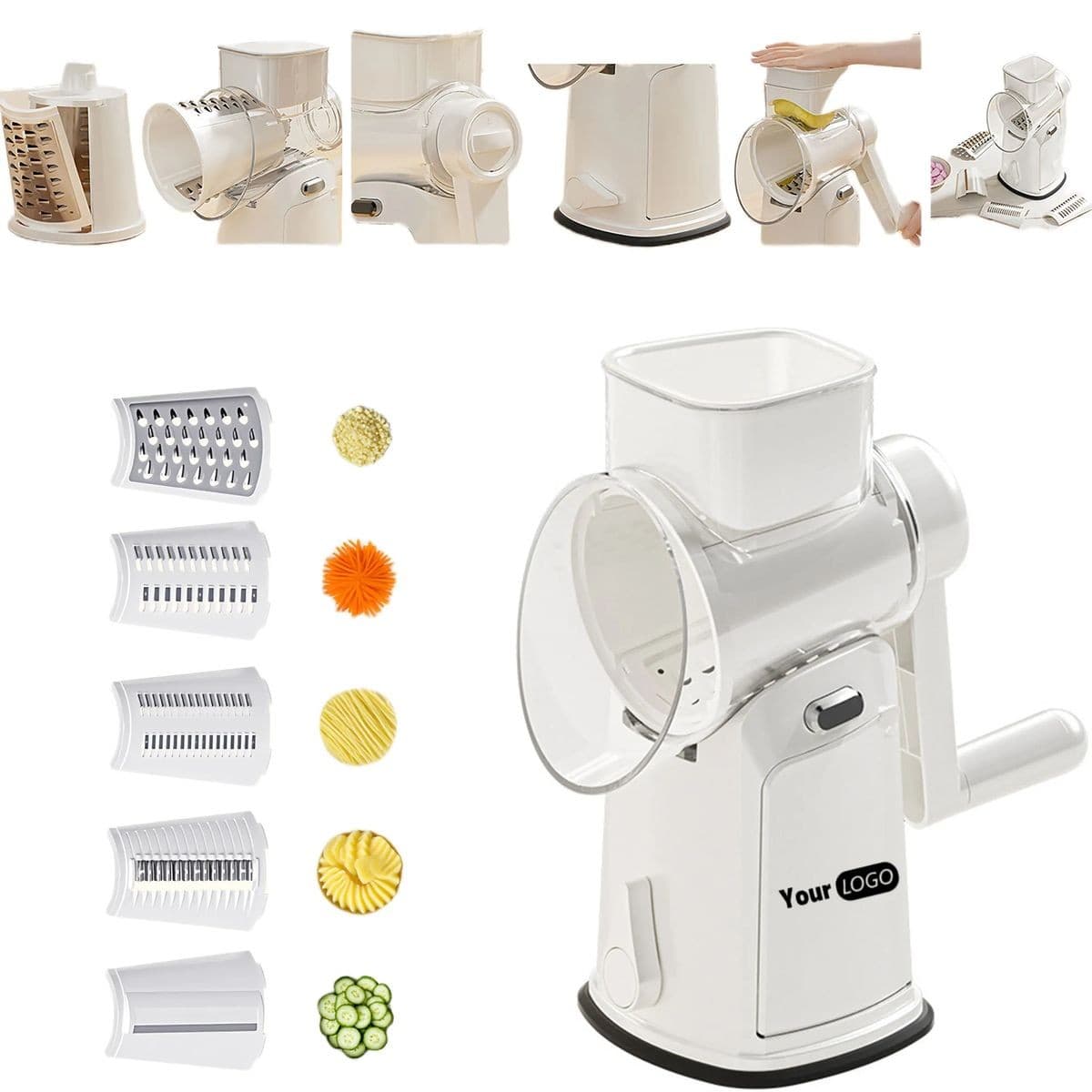 Razatoare Manuală Rotativa Flippy 6 Lame Interschimbabile Anti-Stropire Alb — imagine 5