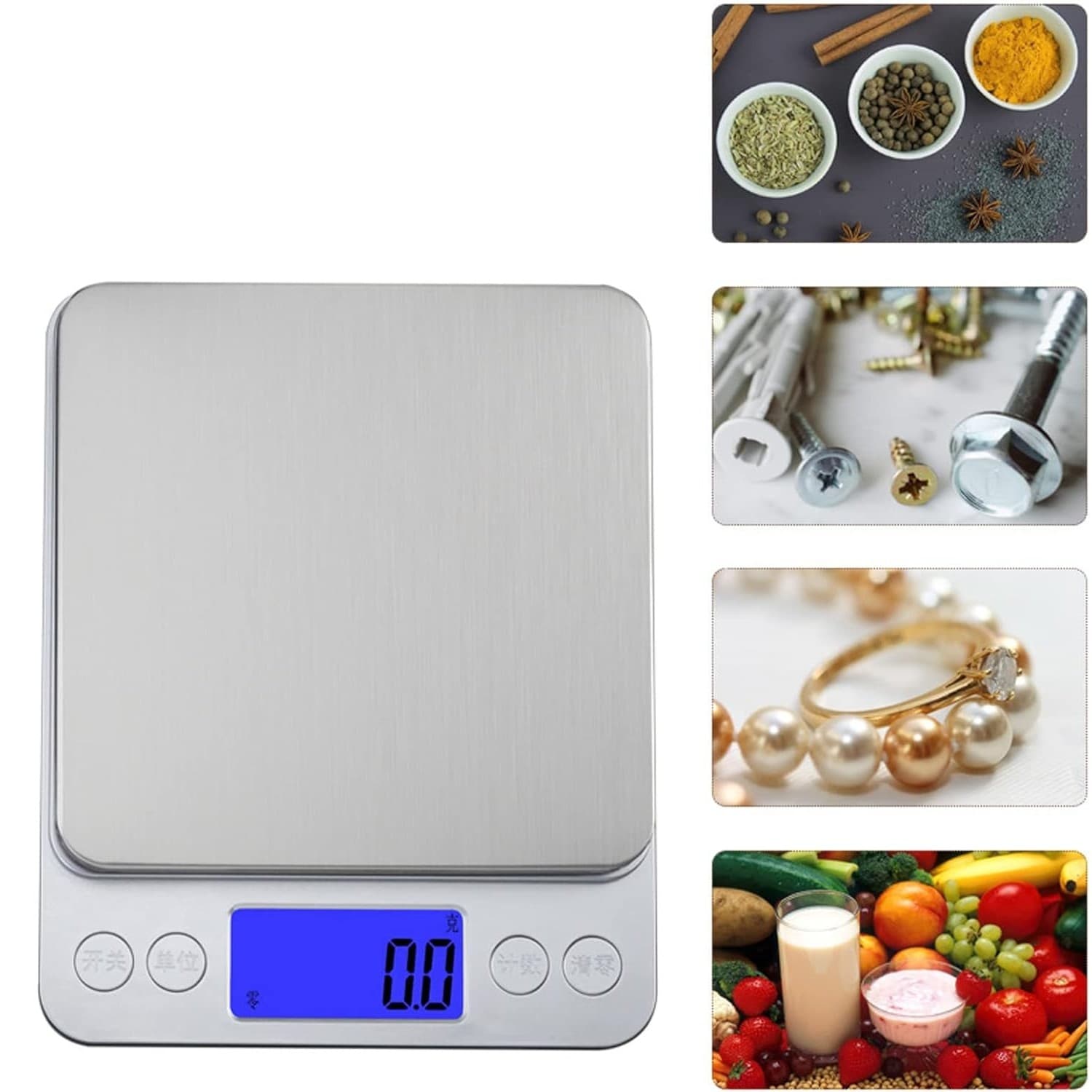 Cantar Electronic Flippy Mini pentru Alimente/Bijuterii Max 3 Kg Gri — imagine 2