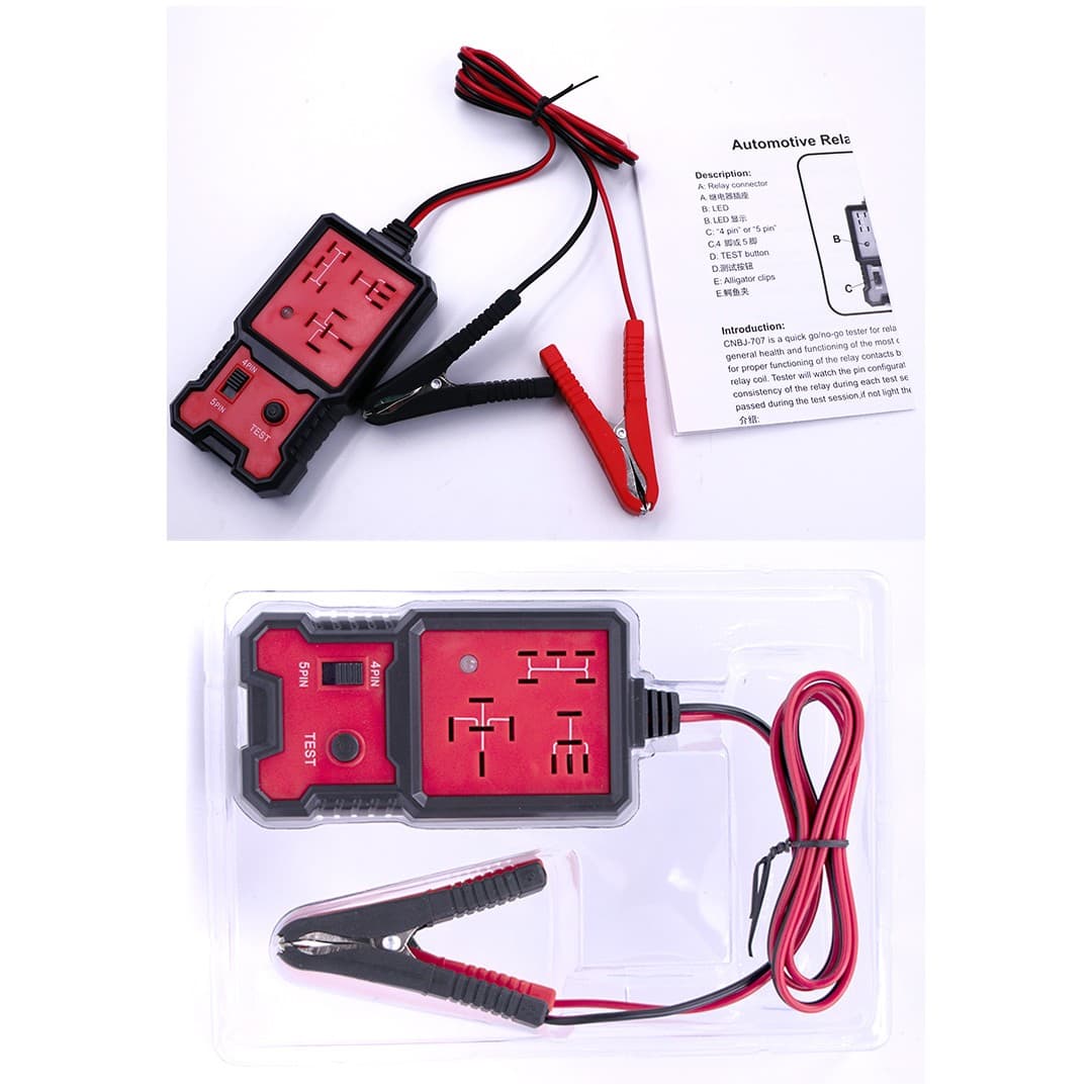 Tester Relee Auto Flippy Slot Card 12-24 V Pentru Relee 4 si 5 Pini Cu Indicator LED Cablu 89 cm Negru — imagine 2