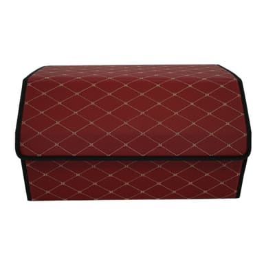 Cutie de depozitare auto Flippy Organizator portbagaj din piele ecologica, 2 compartimente, Bordo