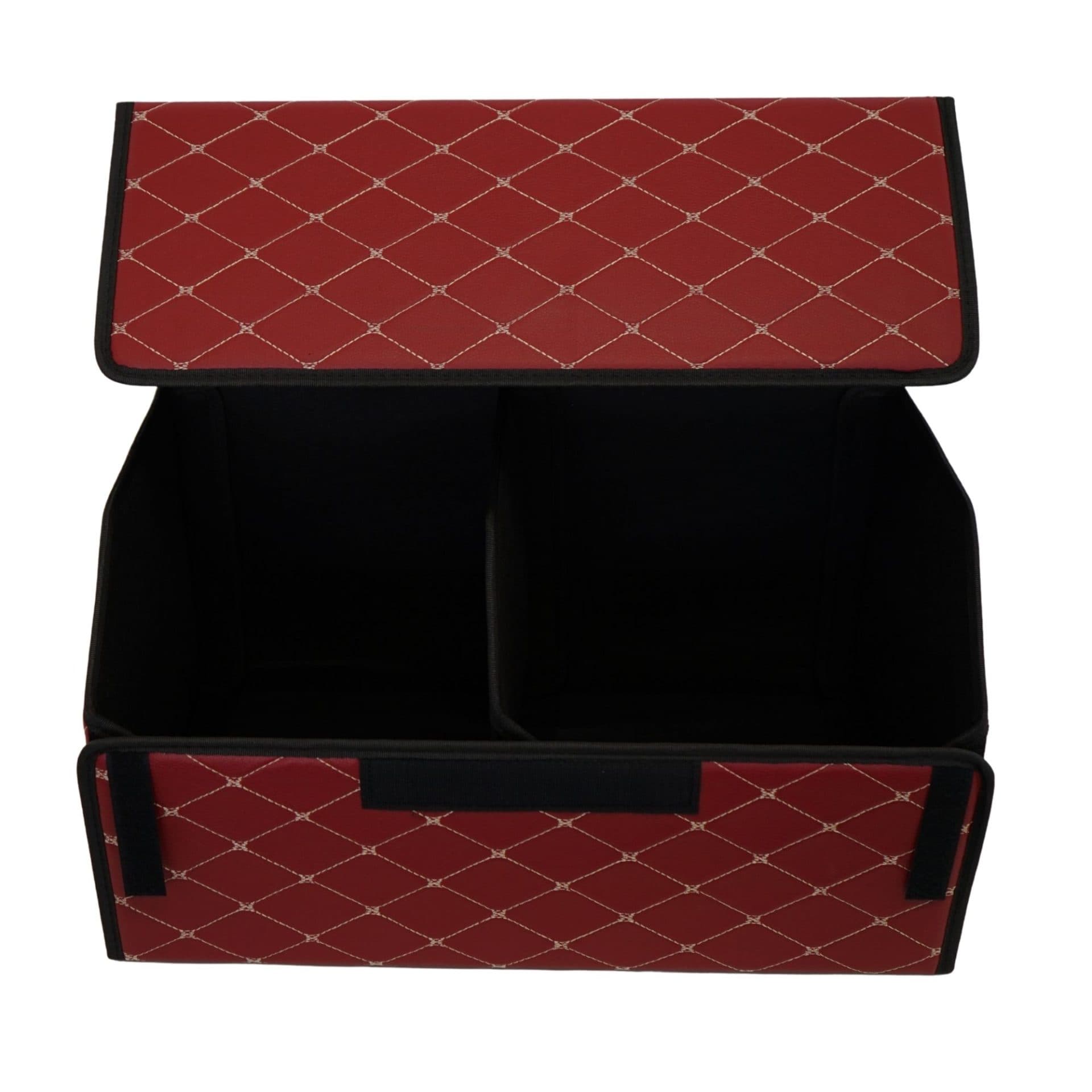 Cutie de depozitare auto Flippy Organizator portbagaj din piele ecologica, 2 compartimente, Bordo — imagine 5